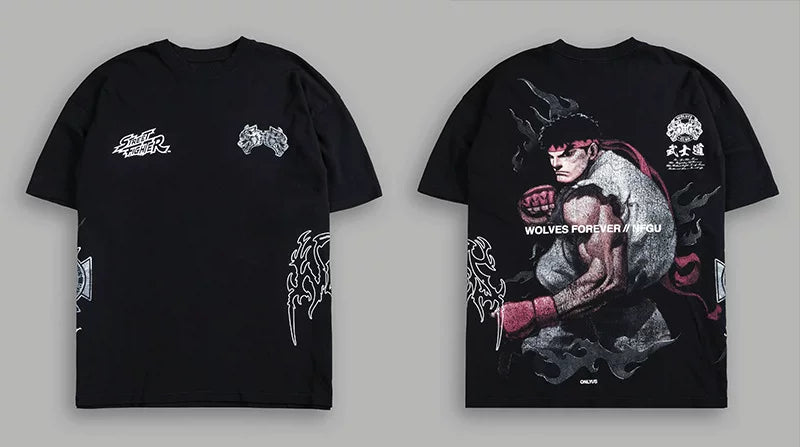 Darcsport Wolf & Street Fighter Print T-shirt