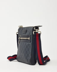 Gucci Black Monogram GG Supreme Canvas Small Messenger Bag