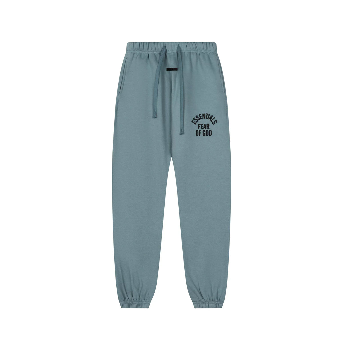 Fog Essentials Slate‑Blue Hip‑Hop Jogger Sweatpants Side Logo Print Elastic Waist Street Pants