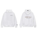 Fog Essentials White Fleece‑Lined Oversized Pullover Hoodie Chest Logo Print