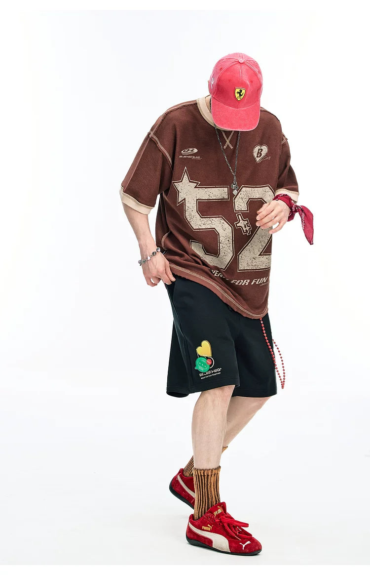 BJHG Embroidered Straight-Leg Shorts