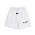 Fog Essentials White Elastic Waist Drawstring Logo Print Casual Street‑Wear Sweat Shorts