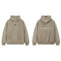 Fog Essentials Khaki Fleece‑Lined Oversized Pullover Hoodie Chest Logo