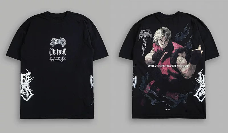 Darcsport Wolf & Street Fighter Print T-shirt