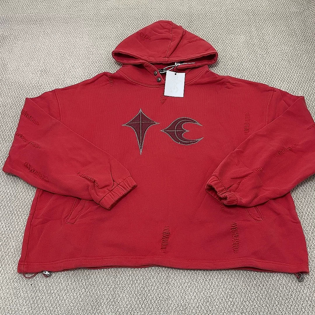 Thug Club Vintage Red Star & Crescent Moon Logo Hoodie
