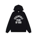 Fog Essentials Classic Black‑White Graphic Print Pullover Hoodie Unisex Street Sweatshirt