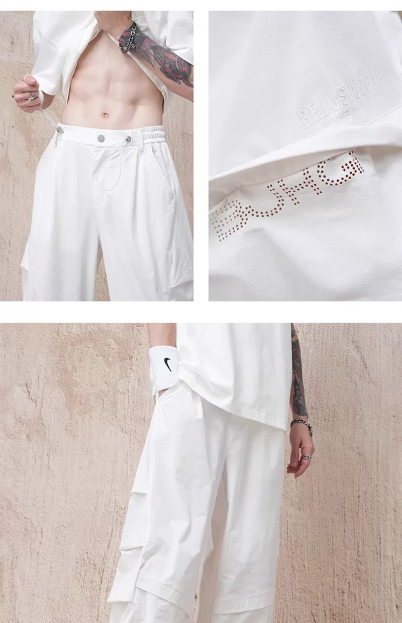 BJHG White Parachute Pants