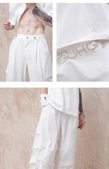 BJHG White Parachute Pants
