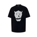Thug Club Black Cracked Demon Horn Skull Graphic T-Shirt