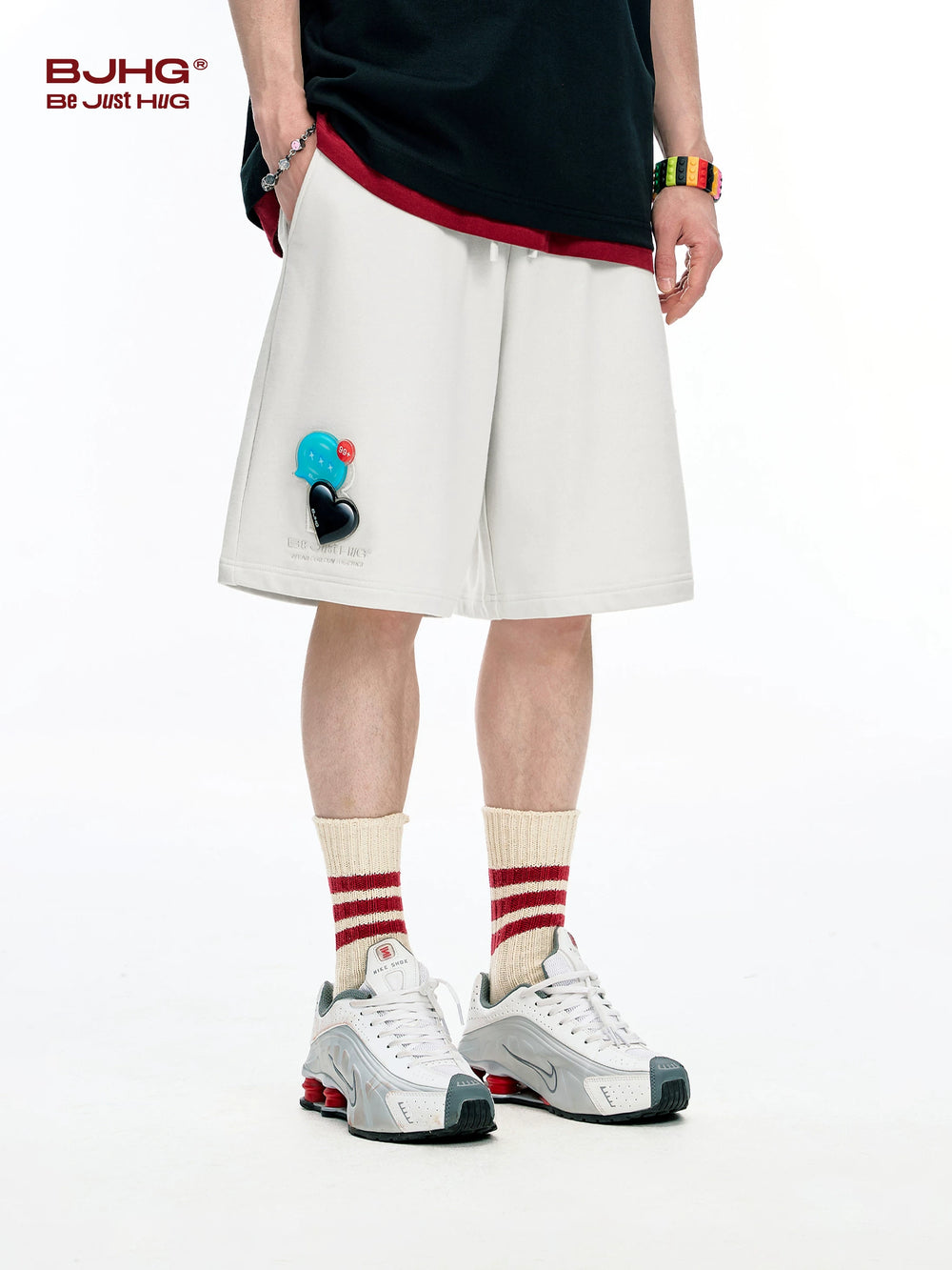 BJHG Embroidered Straight-Leg Shorts