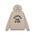 Fog Essentials Beige Oversized Arch Logo Pullover Hoodie Drop‑Shoulder Street Sweatshirt