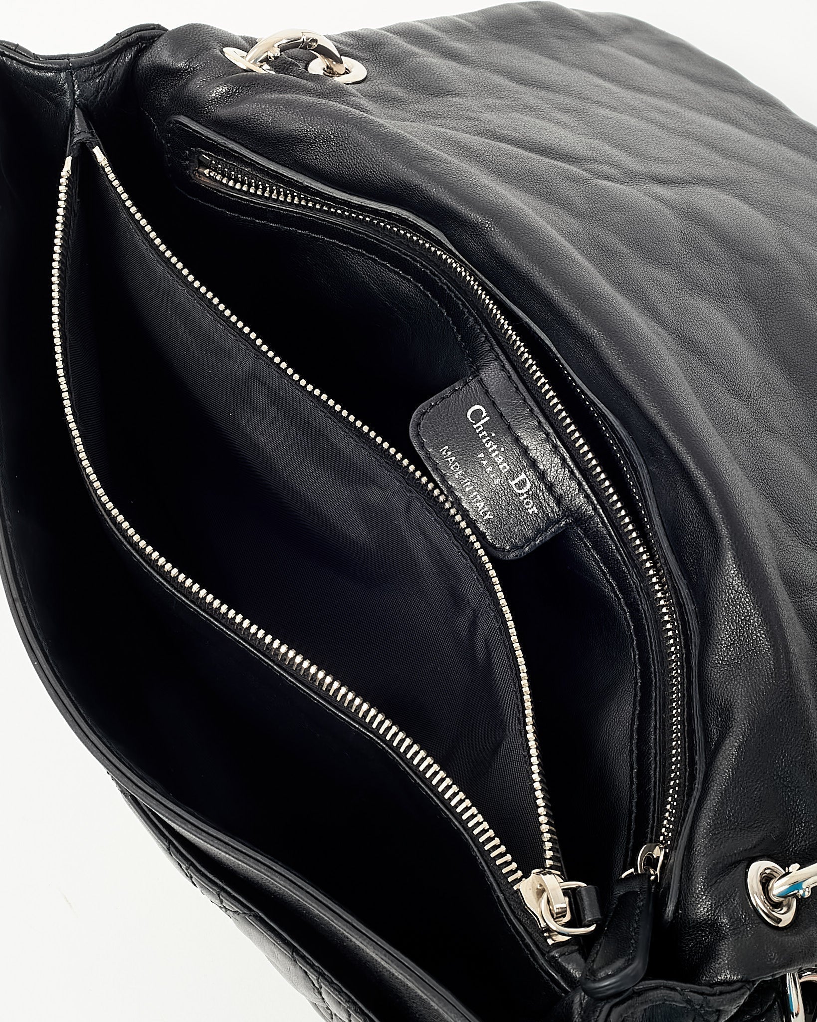 Dior Black Cannage Leather Medium Rendezvous Chain Shoulder Bag